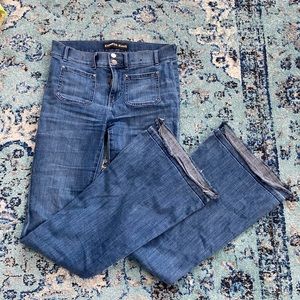 Express Midrise Bell Flare Jeans Raw Hem